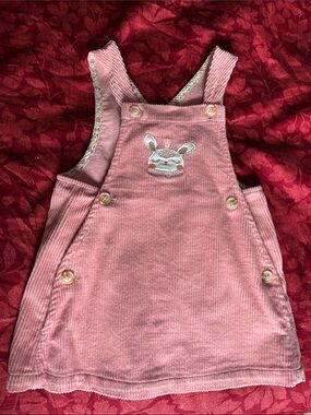 Pink Corduroy Bunny Pinafore Dress
